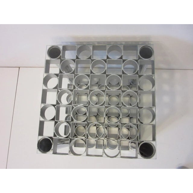 Italian L.A.R.M. Designs Chromed Steel & Glass Sculptural Side Table For Sale - Image 4 of 11