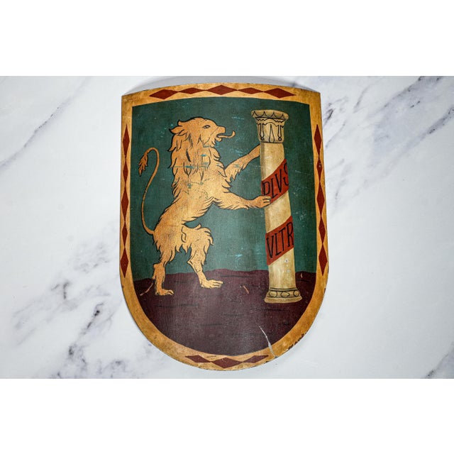 Late 19th Century Collection of Three Antique Hand-Painted Metal Shields English Medieval Heraldic Designs Art For Sale - Image 5 of 17