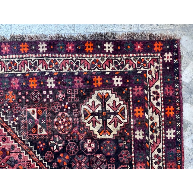 Red Qashqai Tribal Hand-Knotted Wool Rug - 6'6" X 8'1" For Sale - Image 11 of 15