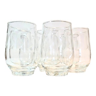 Abstract Etched Stemless Goblets- Set of Eight For Sale