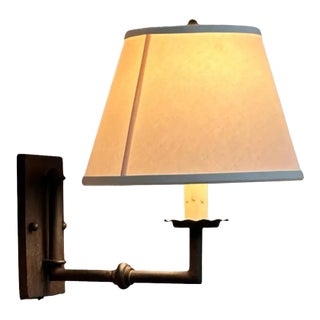Vintage Paul Ferrante Wrought Iron Light Sconce & Shade 1 of 2 For Sale