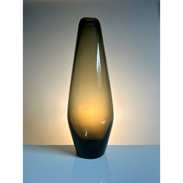 1960s Mid-Century Thick-Walled Smoked Glass Vase, Germany, 1960s For Sale - Image 5 of 13