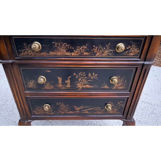 Chinoiserie Painted Three Drawer Chest, Commode, End Table, Maitland-Smith For Sale - Image 9 of 13