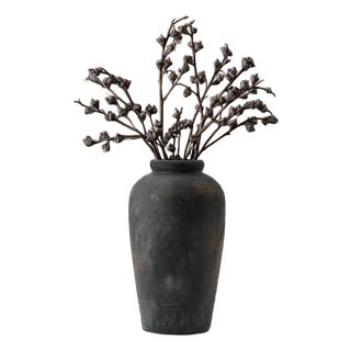 11-Inch Rustic Ceramic Farmhouse Vase Bronze Decor For Sale