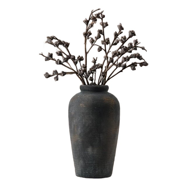 11-Inch Rustic Ceramic Farmhouse Vase Bronze Decor For Sale