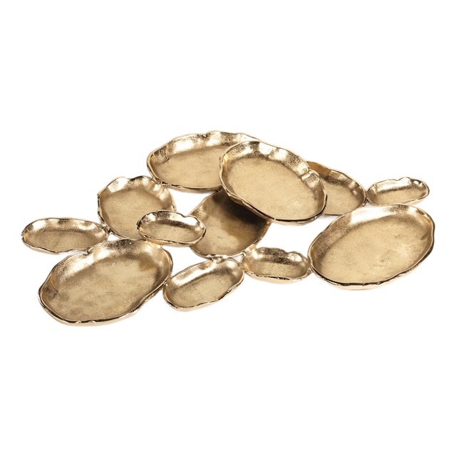 Cluster of Twelve Oval Serving Bowls, Gold For Sale