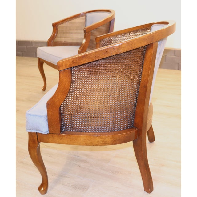Mid 20th Century Vintage Hollywood Regency Cane Back Chairs For Sale - Image 5 of 9