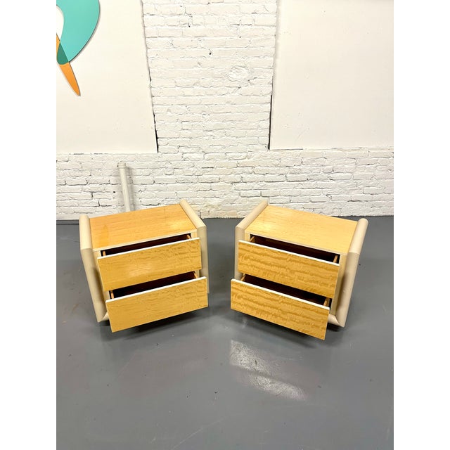 Modern Leather Trimmed Lacquer and Satinwood Nightstand by Giorgio Collection For Sale - Image 3 of 7