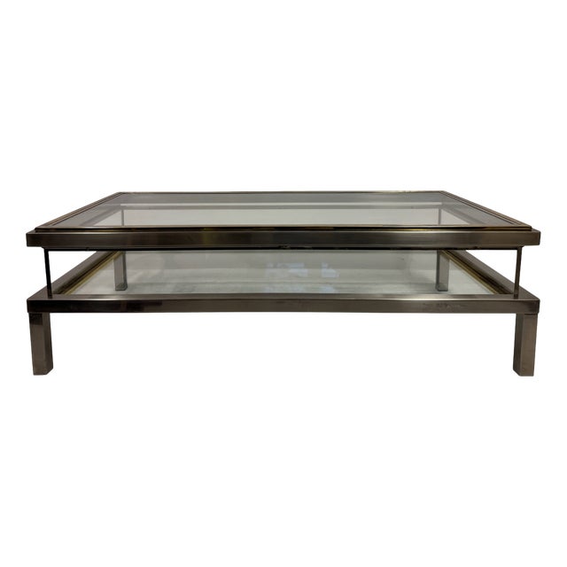 Sliding Top Vitrine Coffee Table, 1970s For Sale