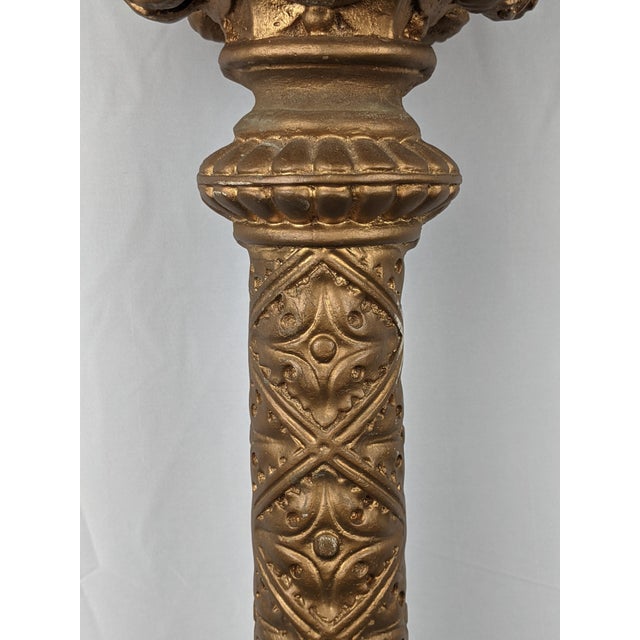 Mid 20th Century Monumental Gothic Revival Angel Pedestal Candleholder With Mythological Dragon Base For Sale - Image 5 of 16