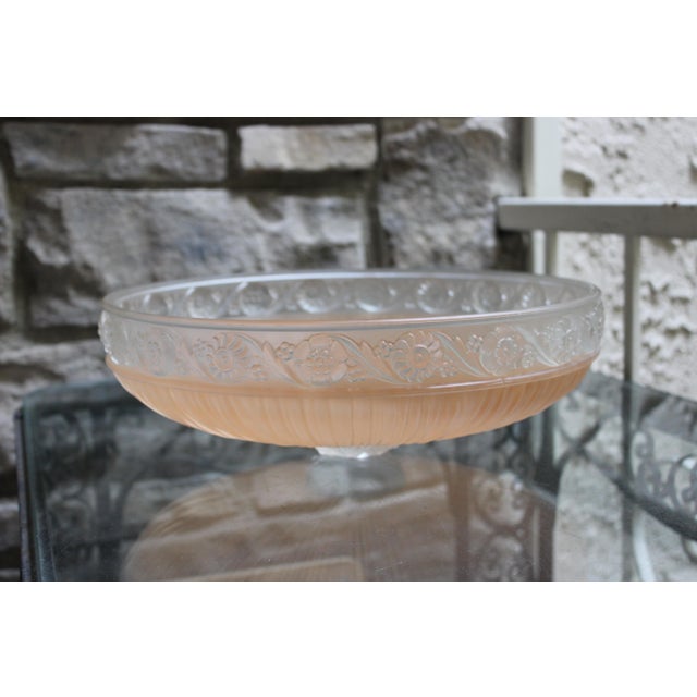Beautiful vintage semi flush mount canopy light fixture. Articulated details include pressed glass that looks like fabric...