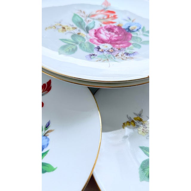 Vintage 1970s Bareuther Waldsassen Bavarian Rococo Porcelain Dessert Plates, Set of 6 For Sale - Image 4 of 8