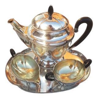 800 Silver Tea Service with Tray, Set of 4 For Sale