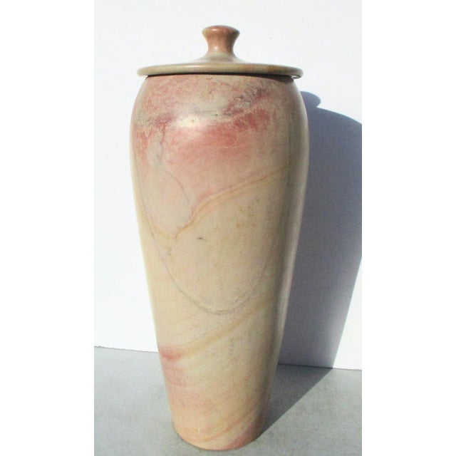 1980s Vintage Kenyan Large Stone Turned Lidded Jar For Sale - Image 5 of 9