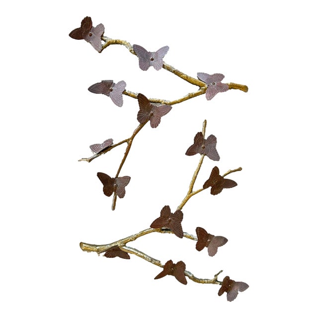 Pair of Sculptural Branches With Butterfly Motif For Sale