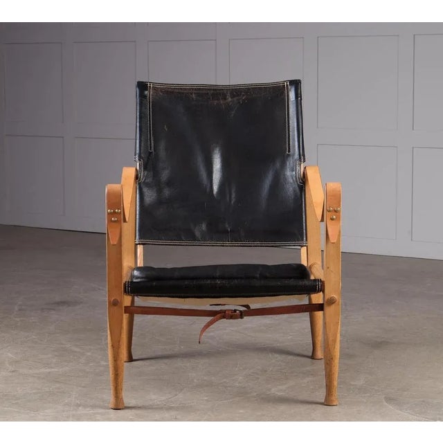 Safari Chair in Black Leather by Kaare Klint, 1960s For Sale - Image 9 of 13