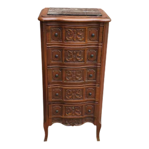 Victorian Marble Top Provincial Style Walnut Jewelry Chest