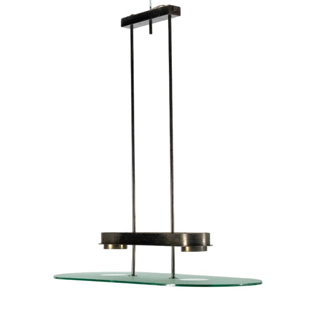 Mid-Century Chandelier in Brass and Glass from Lumi Milano, Italy, 1970s For Sale