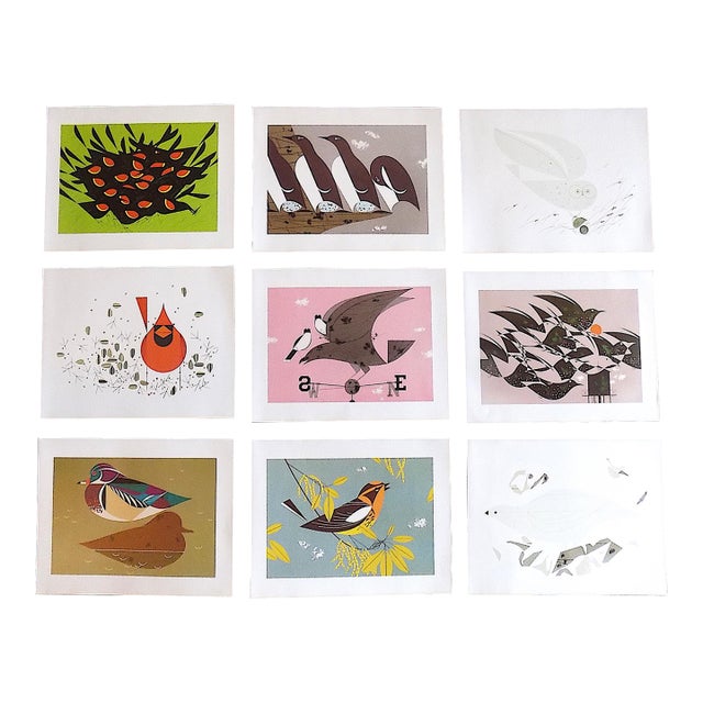 Vintage Charley Harper Modernist Abstracted Bird Lithographs (10.75" X 8.25") - Set of 9 For Sale