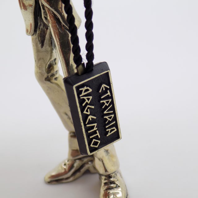 Vintage Italian Handmade Genuine Silver & Brass Violinist Sculpture Figurine by Etruria For Sale - Image 12 of 14