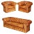 Chesterfield Club Sofa & Armchairs in Brown Leather, Set of 3 For Sale