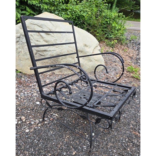 Black Vintage Wrought Iron Swivel Chair For Sale - Image 8 of 8