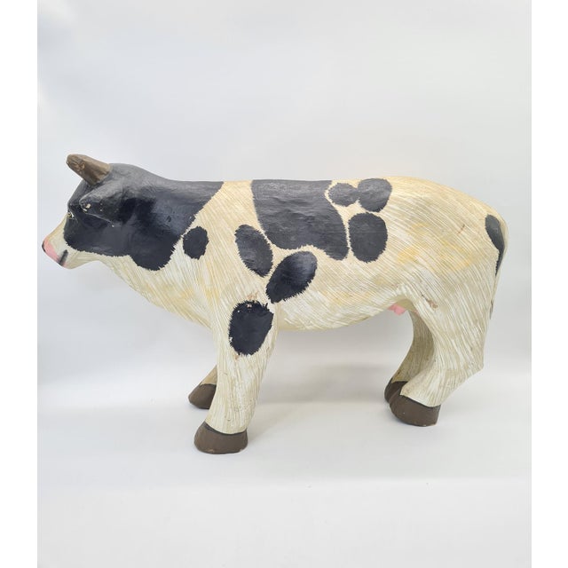 Decorative Papier-Mâché Cow Figurine, 1970s For Sale - Image 6 of 13