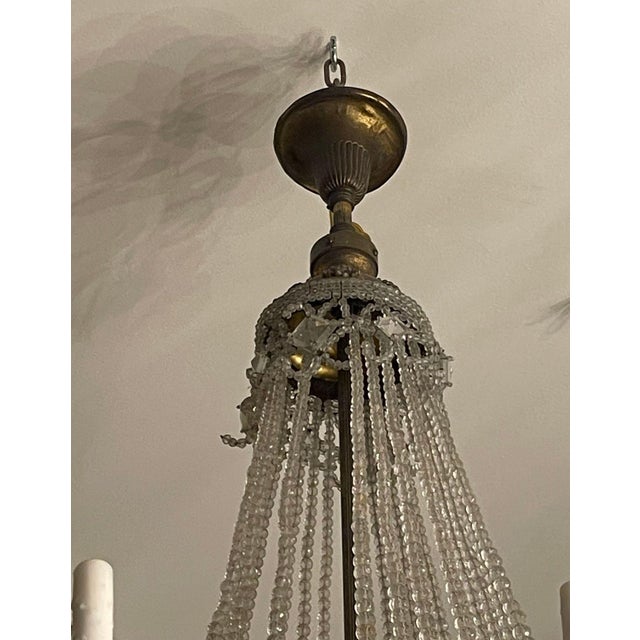 19th Century 19th Century French Empire Beaded Crystal & Bronze Chandelier For Sale - Image 5 of 10