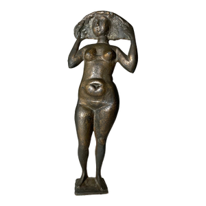 Vintage Milton Elting Hebald American Bronze Stylized Nude Lady Sculpture Statue