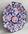 Japanese 1970s Chinoiserie Toyo Japan Octagonal Imari-Style Blue and Pink Floral & Bird Platter For Sale - Image 3 of 14