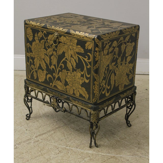 Age: Approx: 20 Years Old Details: Metal Scrolled Base Nice Decorated Finish Paper Lined Interior Condition: Excellent...