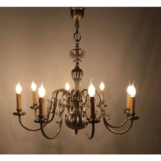2000 - 2009 Brass Dutch Chandelier with Fish Motif For Sale - Image 5 of 8