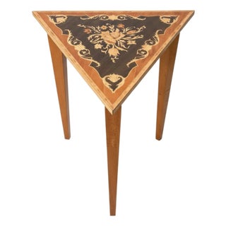 Vintage Italian Sorrento Marquetry Triangular Accent Table For Sale