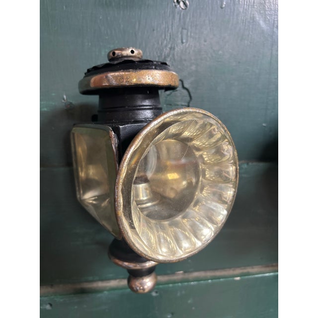 Pair of unwired carriage lamps from mid 19th century black tin and silver plate