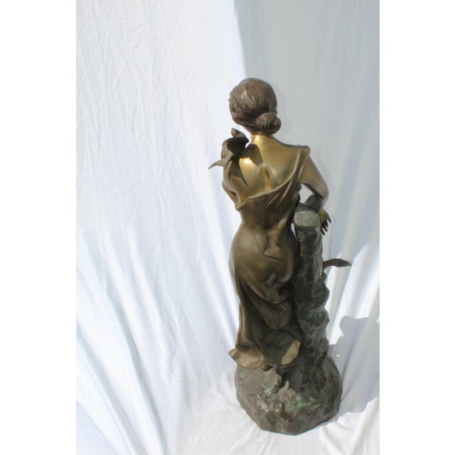 Art Deco Antique Bronze Lady Figurine Signed Champagne Lg Title Charmeise circa 1900 For Sale - Image 3 of 18
