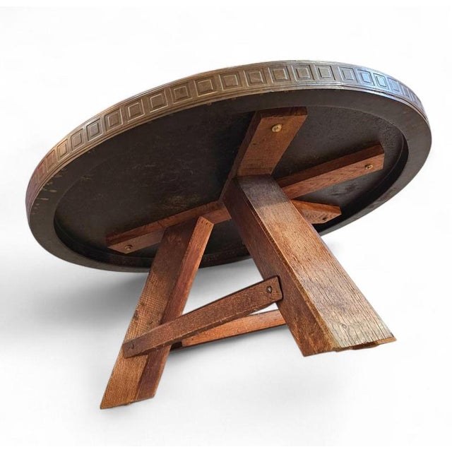 Round Brutalist Coffee Table with Brass Copper Top, 1960s For Sale - Image 15 of 18