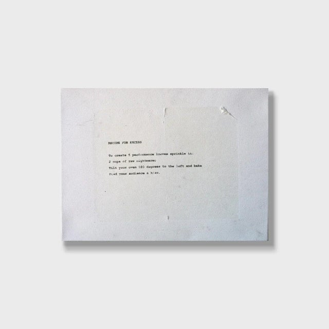 "Recipe for Excess" Contemporary Word Art Monoprint For Sale - Image 4 of 4