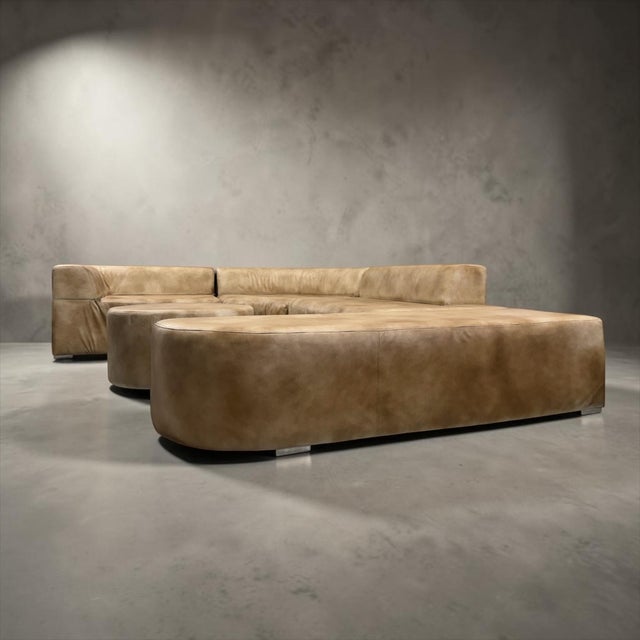 Contemporary Loom Sculptural Modula Leather Sectional With Ottoman Special Edition For Sale - Image 3 of 11