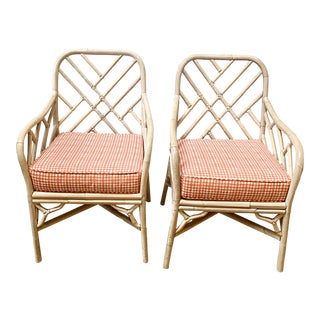 Painted Bamboo Arm Chairs - a Pair For Sale