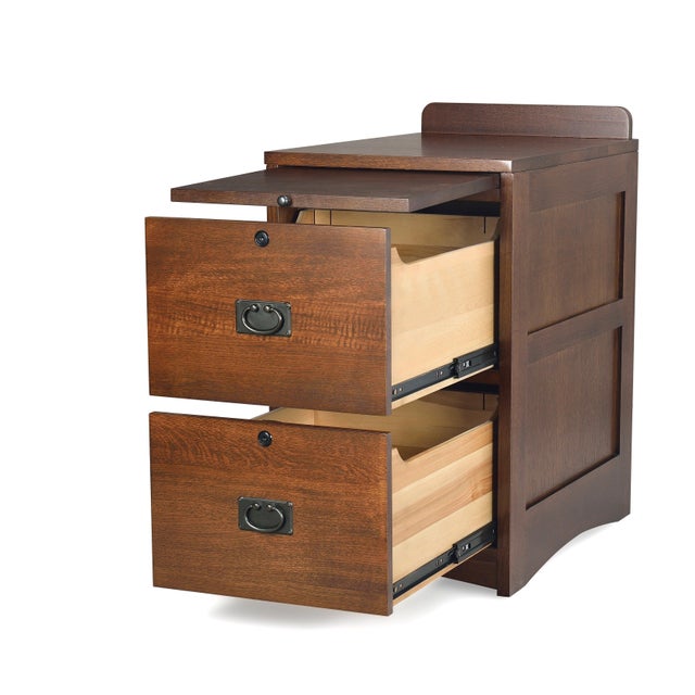 Mission Mission Oak 2 Drawer File Cabinet W/ Writing Tray - Walnut For Sale - Image 3 of 9