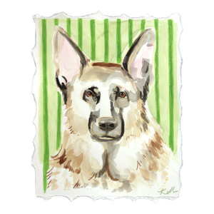 Loyal Shepherd - Abstract Expressive Dog Portrait Mixed Media Painting on Paper Original Artwork by Kellie Newsome