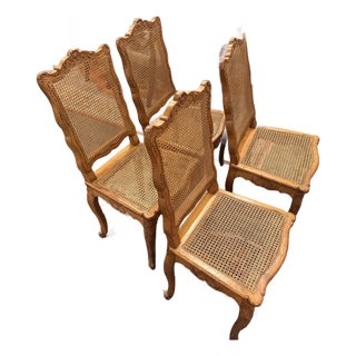 18th Century Antique French Louis XVI Style Walnut Cane Chairs For Sale