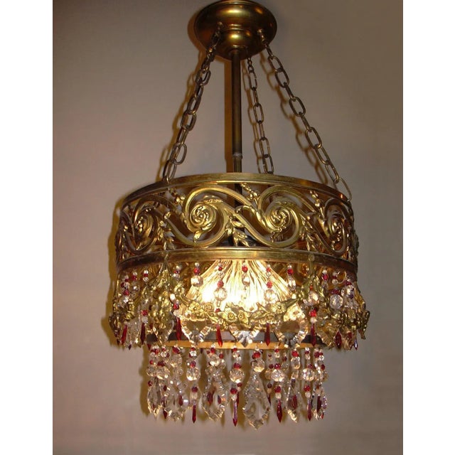 Antique Style Gilded Crystal Cascading Chandelier, 1920s For Sale - Image 9 of 10