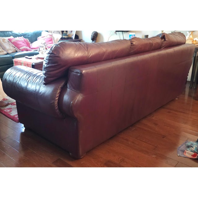 Late 20th Century Robinson & Robinson Classic Worn Top Grain Leather Three Seat Sofa For Sale - Image 9 of 9