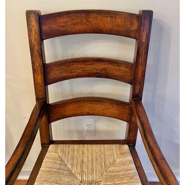 Rustic Provence Ladderback Armchairs -a Pair For Sale - Image 4 of 10