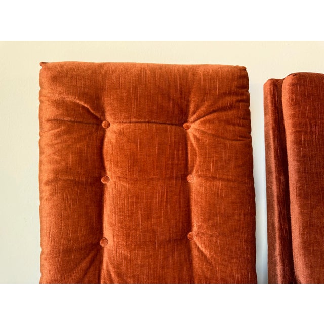 Set of Four Mid- Century Brass & Orange Velvet Chenille Dining Chairs by Milo Baughman for Dia For Sale - Image 12 of 12