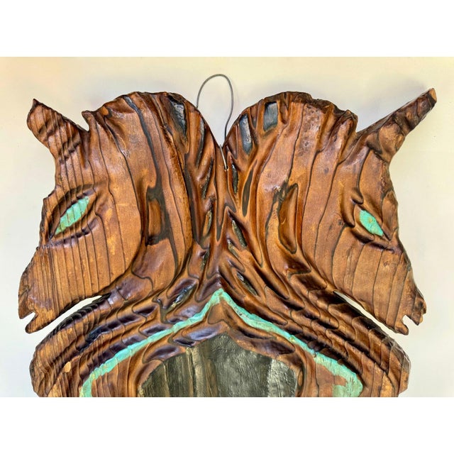 Large carved wood wall sculpture attributed to Witco, the Washington State studio known for its mid-century Polynesian and...