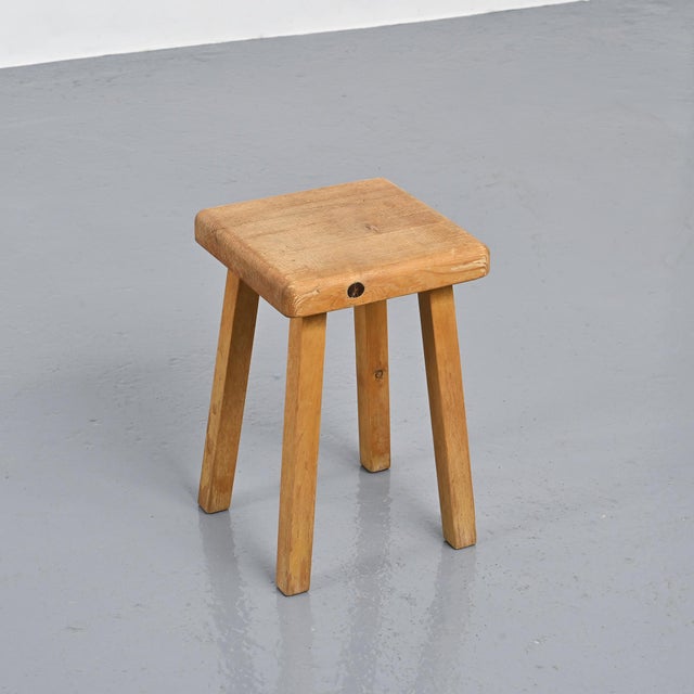 Vintage Pine Stool, France, 1980s For Sale - Image 3 of 12