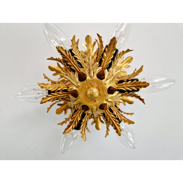 1970s Italian Ceiling Light in Gilded Metal from Banci Firenze, 1970 For Sale - Image 5 of 11