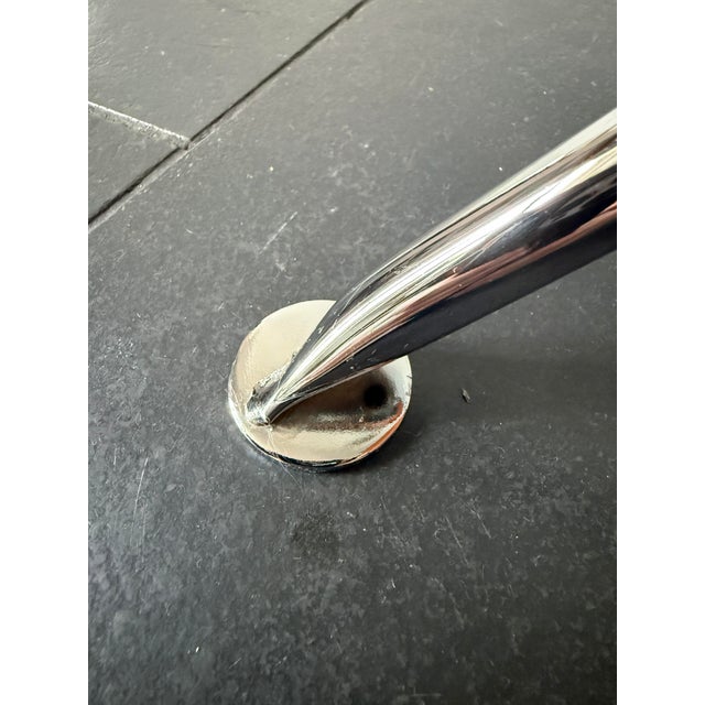 Vintage Modern Minimalist Round Glass Side Table with Sculptural Chrome Base, 1990s For Sale - Image 13 of 15